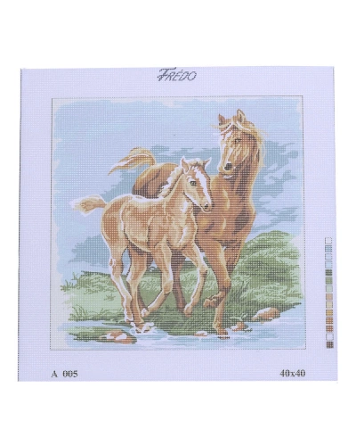 Vyšívací předloha 40x40 cm, vzor A005 - koně