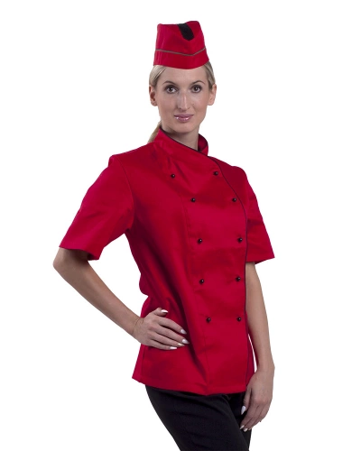 Dámský kuchařský rondon 0409, krátký rukáv, červený