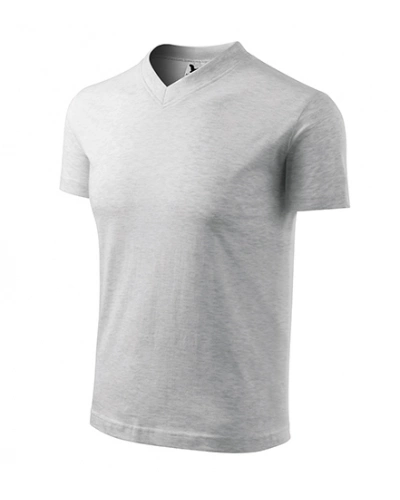 Unisexové tričko V-NECK - světle šedý melír