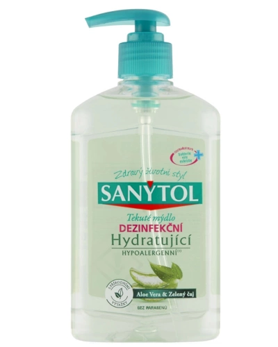Sanytol, dezinfekční mýdlo, Hydratující, zelený čaj + aloe vera, 250 ml.jpg