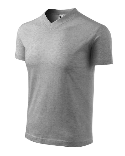 Unisexové tričko V-NECK - tmavě šedý melír
