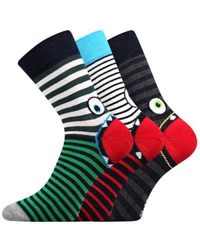 Ponožky Ksichtík, Mix C, zelená, červená, tmavě šedá melé.jpg