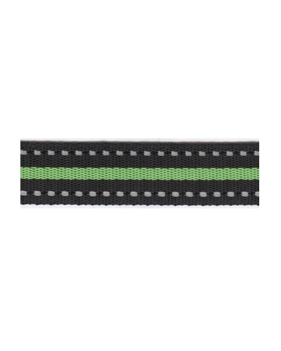 Popruh, šíře 20mm, tl. 1,8mm, černý+reflex, zelený pásek, 325 404 020 920-77