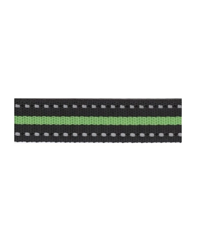 Popruh, šíře 25mm, tl. 1,8mm, černý+reflex, zelený pásek, 325 404 025 920-77