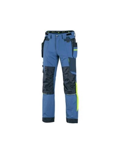 Kalhoty pánské do pasu, CXS NAOS, modro-modré, HV žluté doplňky, 1020-100-406