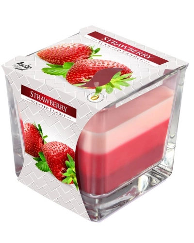 Svíce vonná tříbarevná ve skle, 170g, jahoda.jpg