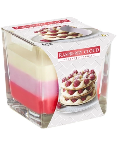 Svíce vonná tříbarevná ve skle, 170g, raspberry cloud.jpg