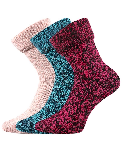 Ponožky Tery, růžová-bílá, tyrkys-tmavě modrá, magenta-černá.jpg