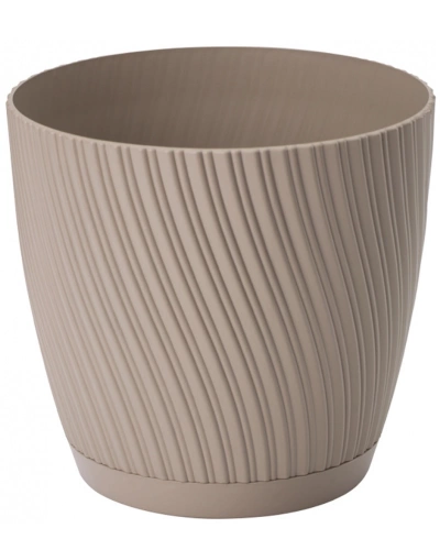 Květináč MIKA ECO s podmiskou plastový d15x14cm hnědo-šedý.jpg