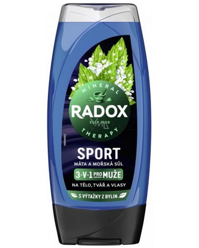 Radox, sprchový gel, Men 3v1, Sport, Máta a mořská sůl, 225 ml
