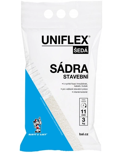 Uniflex sádra, šedá, stavební, 3 kg