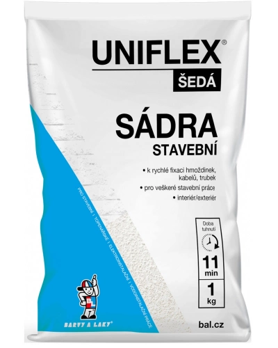 Uniflex sádra, šedá, stavební, 1 kg