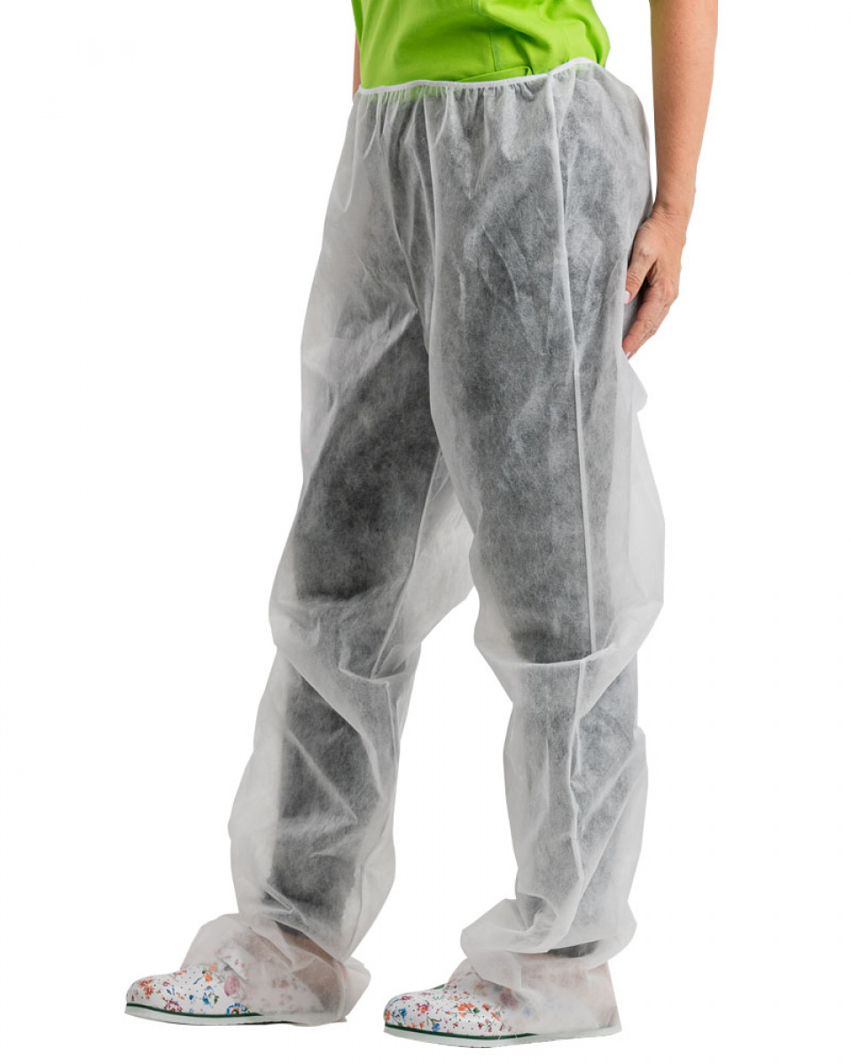 Levně Kalhoty do gumy,bez kapes netkaná textilie,30g/m2, VS170, bílý