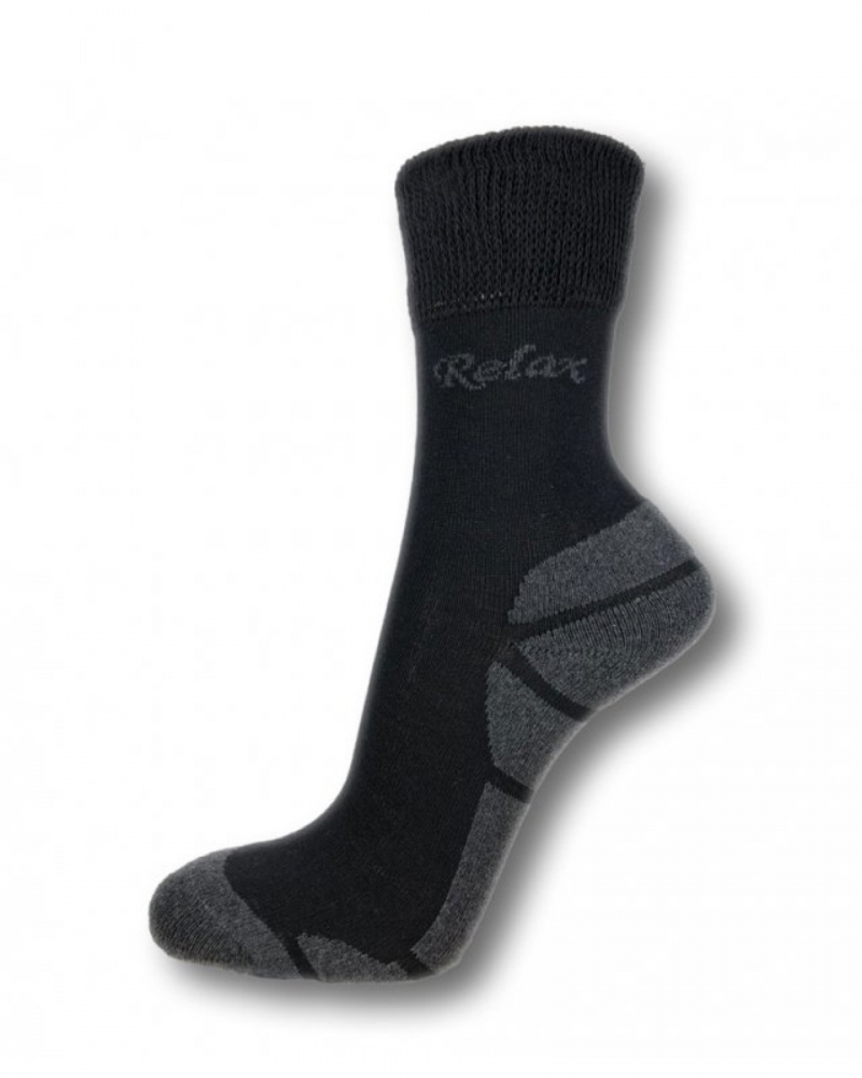 Levně Ponožky RELAX, celoroční, bavlněné, černo-šedé