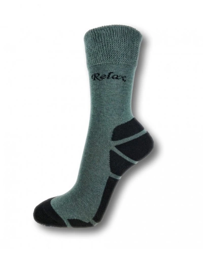 Ponožky RELAX, celorořní, bavlněné, khaki-černé