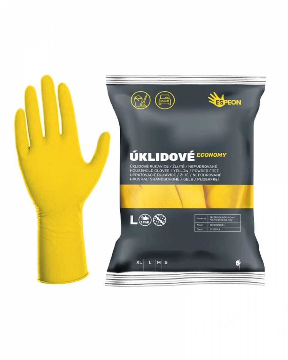 Rukavice latexové ECONOMY, nepudrované, 1 pár, 25g, žluté