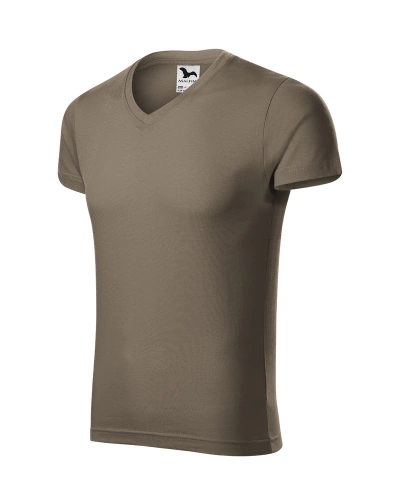 Triko Slim Fit V-neck pánské - army