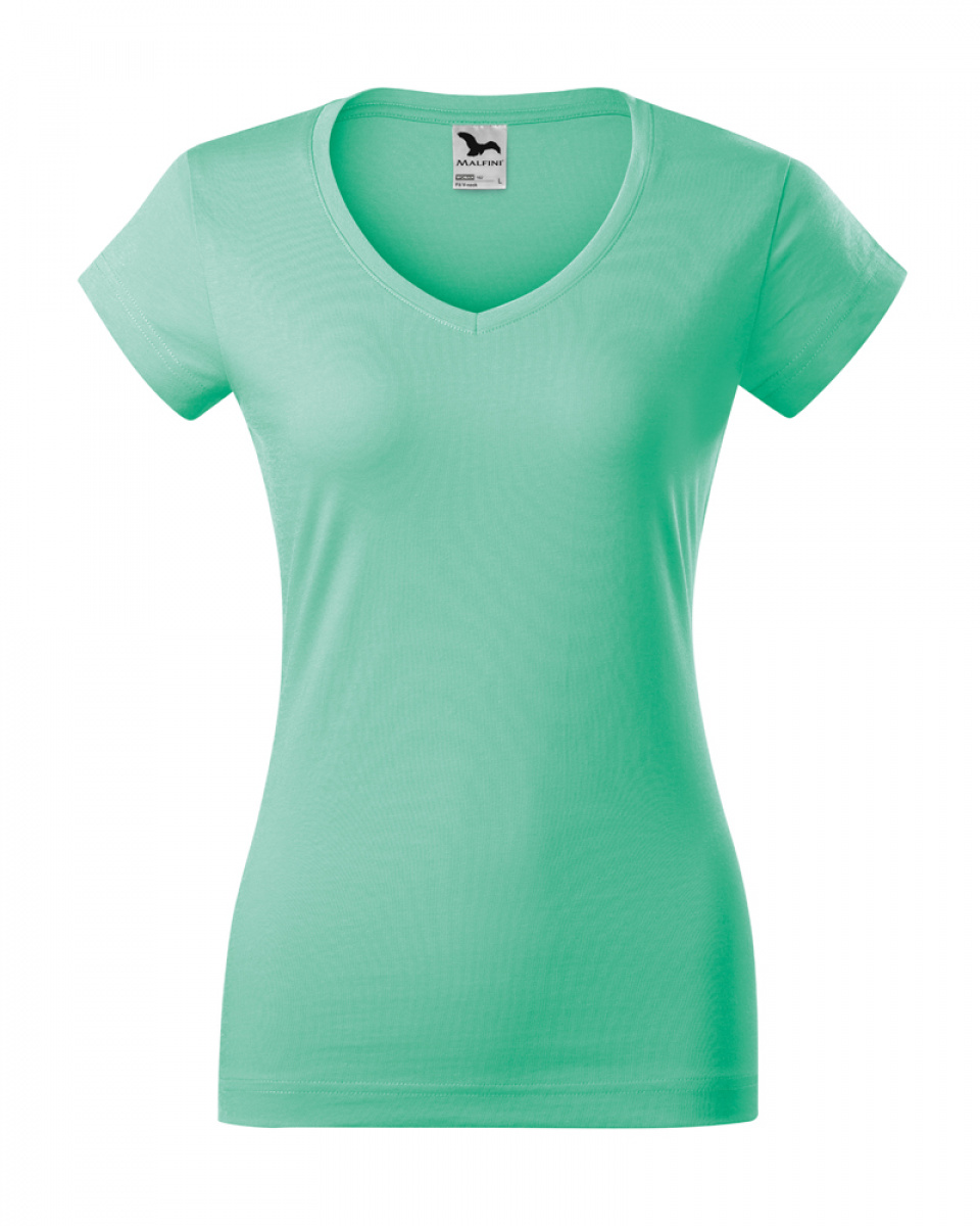 Triko dámské FIT V-NECK 162 - XS-XXL - mátová - thumb (1)